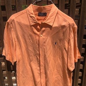 Ralph Lauren Orange Sherbet Linen Silk Camp Shirt